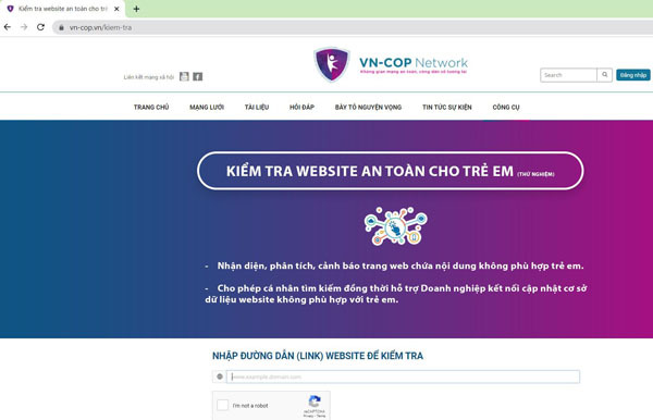 Người dân có thể kiểm tra website an toàn với trẻ em trên trang vn-cop.vn - Ảnh 1.