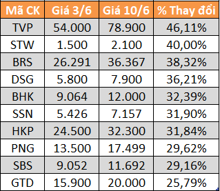 10 cổ phiếu tăng/giảm mạnh nhất tuần: Nhiều mã đầu cơ lao dốc - Ảnh 3.
