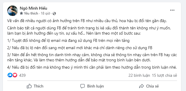 Tránh tình trạng bị kẻ xấu đổi tên Facebook, Hiếu PC khuyên người dùng nên làm các bước sau - Ảnh 2.