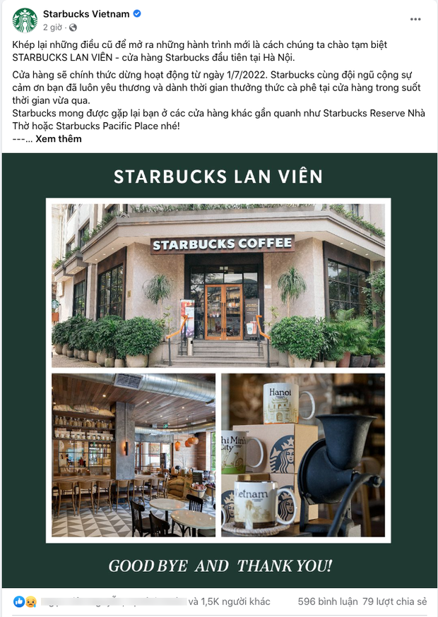  Nóng: Cửa hàng Starbucks đầu tiên tại Hà Nội sẽ đóng cửa từ ngày 1/7 sau 8 năm hoạt động  - Ảnh 1.