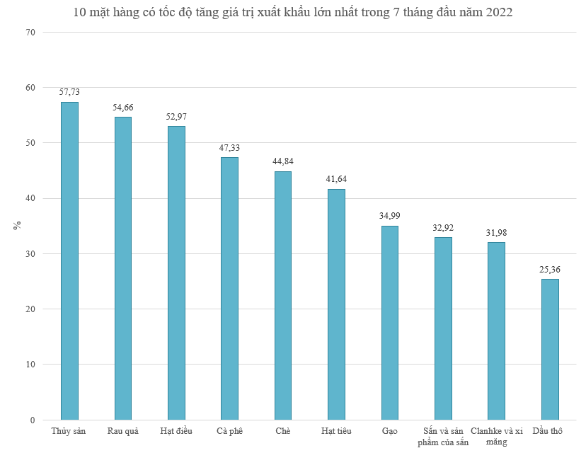 10 mặt hàng có tốc độ tăng giá trị xuất khẩu lớn nhất trong 7 tháng đầu năm 2022 - Ảnh 2.