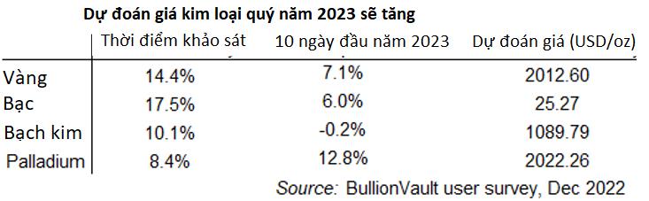 Năm 2023 cả vàng, bạc, bạch kim và palladium sẽ cùng thắng lớn? - Ảnh 1.