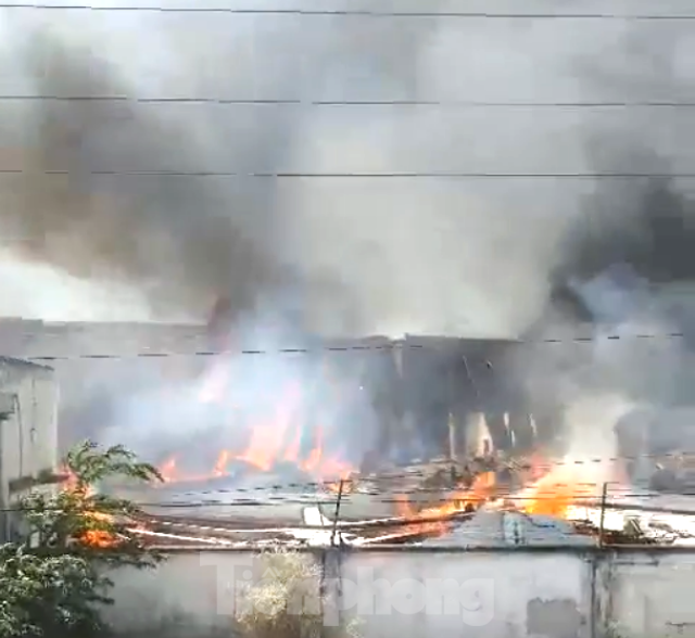 Cháy lớn tại công ty gỗ ở Bình Dương, khói bốc cao cuồn cuộn - Ảnh 2.