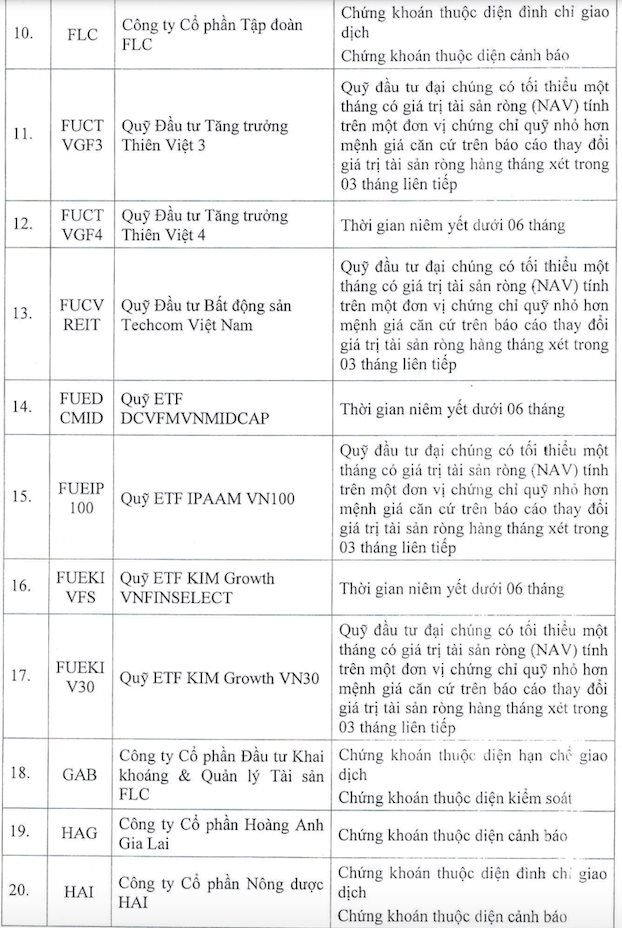 HoSE công bố 65 mã chứng khoán bị cắt margin trong quý 1/2023 - Ảnh 2.