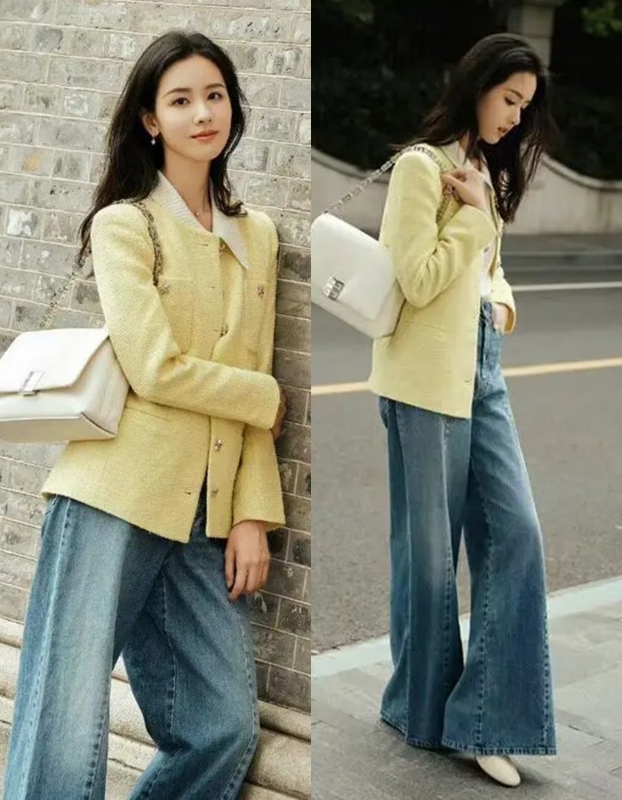 Blazer + jeans ống rộng: - Ảnh 1.