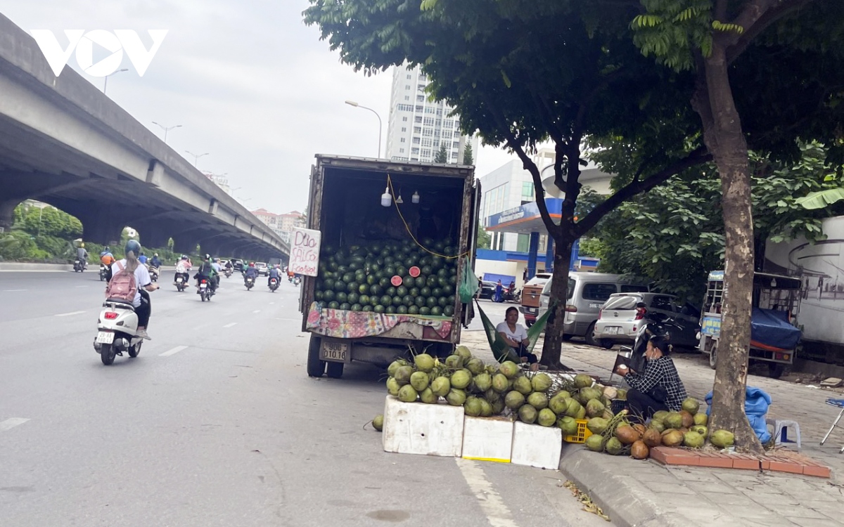 Xe tải bán hoa quả nghênh ngang trên đường phố Hà Nội, sao không ai dẹp? - Ảnh 2.