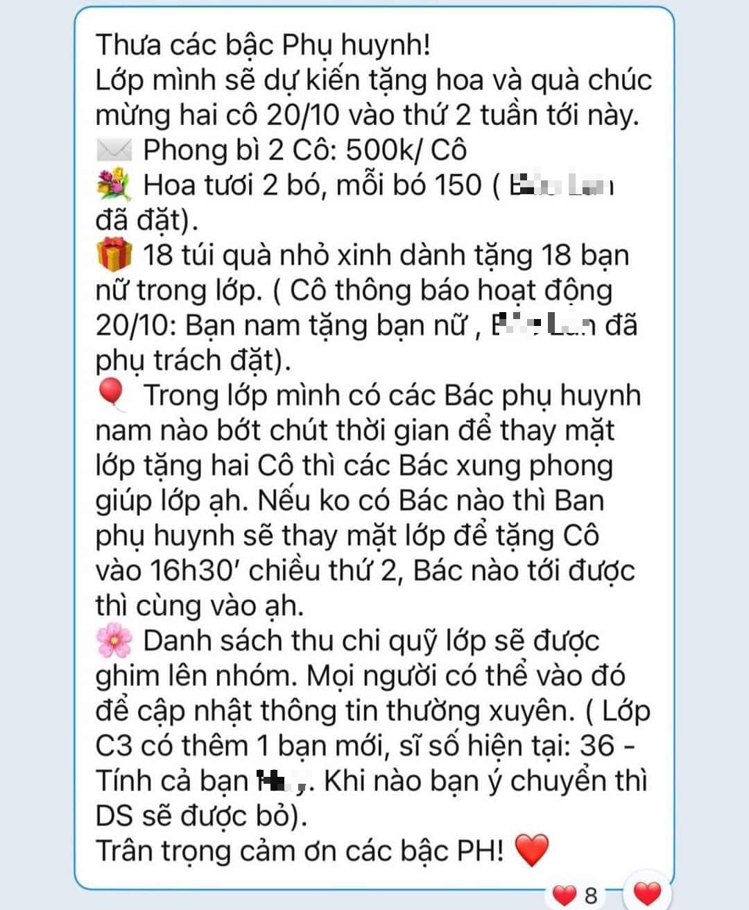 Một khoản chi &quot;độc lạ&quot; ngày 20/10 trong lớp học gây bão mạng: Phú quý sinh lễ nghĩa hay ích kỉ, kém sang? - Ảnh 1.