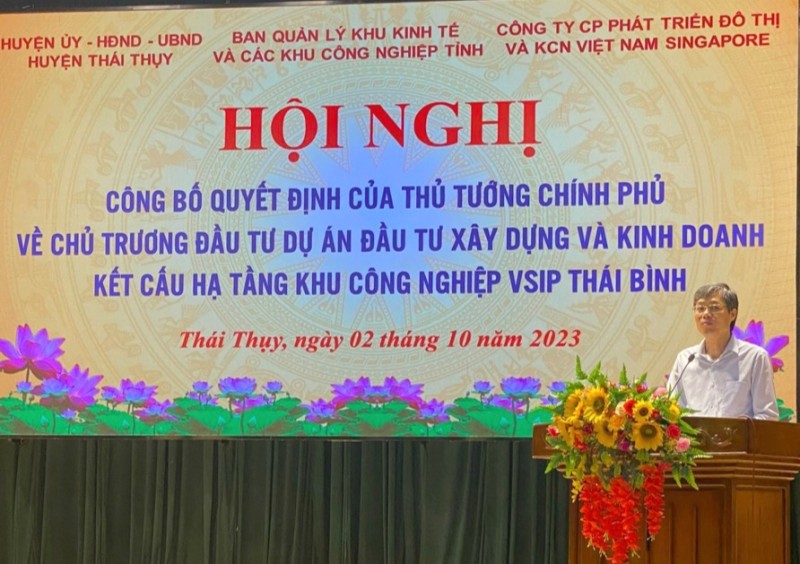 Xây dựng Khu công nghiệp VSIP Thái Bình với diện tích hơn 300ha, vốn đầu tư 212 triệu USD - Ảnh 1.