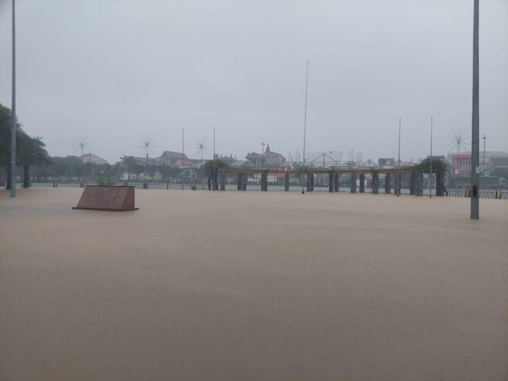 Nhiều nơi ở Hà Tĩnh ngập sâu, ô tô liều mình 'bơi' giữa biển nước - Ảnh 9.