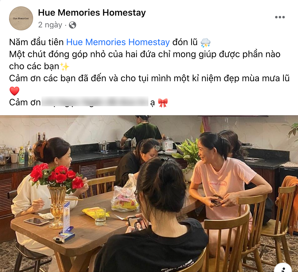 Điều tử tế giữa mùa lũ ở Huế: Homestay hỗ trợ chỗ ở miễn phí cho mọi người, biến khó khăn trở thành kỷ niệm đáng nhớ - Ảnh 2.