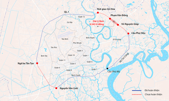 TP Hồ Chí Minh: Dự chi 4.500 tỷ đồng nối Đại lộ Võ Nguyên Giáp đến Phạm Văn Đồng - Ảnh 1.