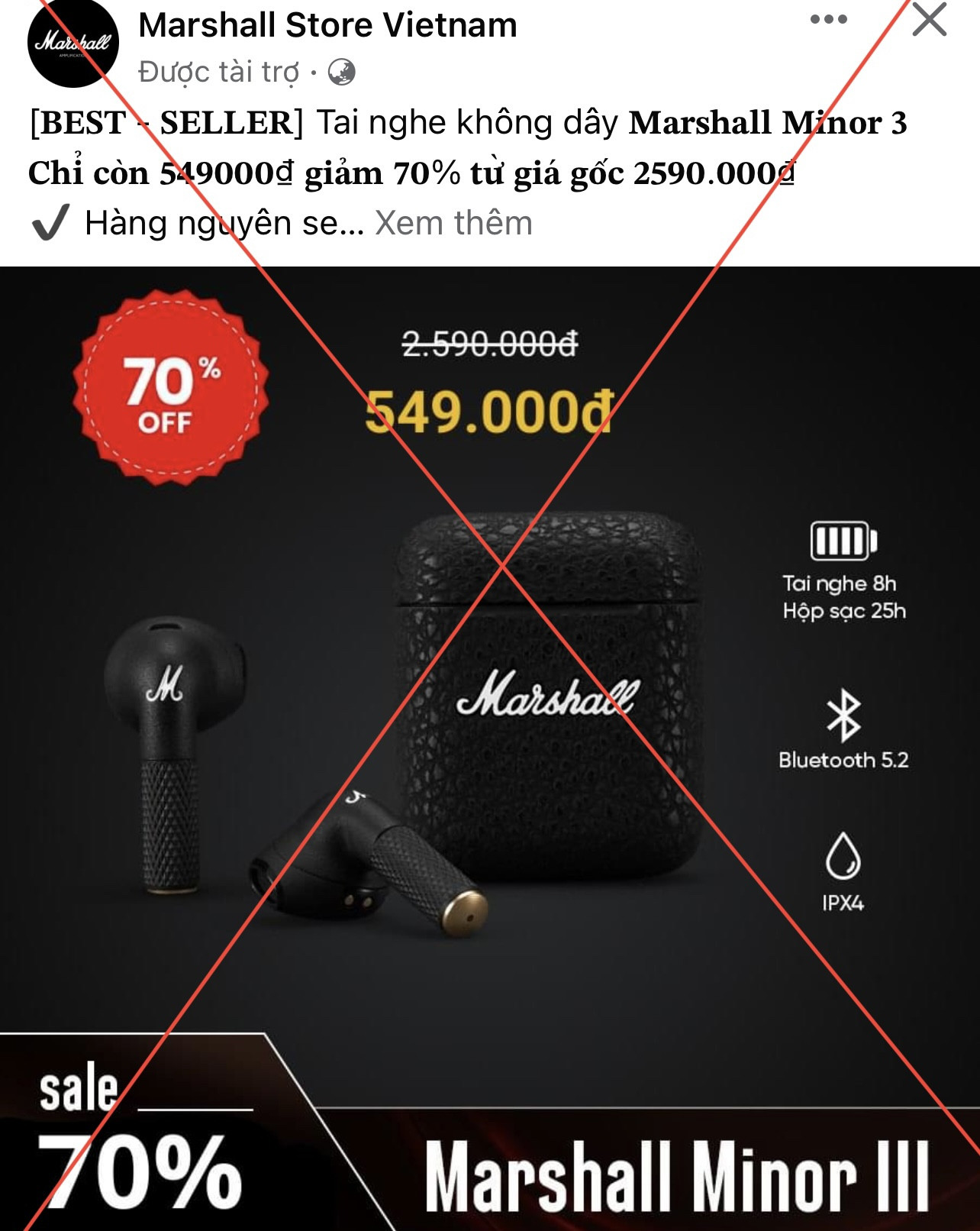 Tràn ngập fanpage giả mạo rao bán tai nghe Samsung, Marshall giảm giá tới 70% - Ảnh 4.