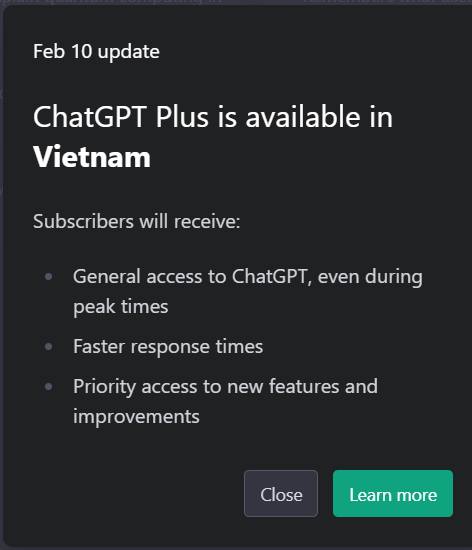  ChatGPT bản trả phí có mặt tại Việt Nam, nhưng người dùng Việt lại chưa được dùng vì lý do khó giải quyết  - Ảnh 1.