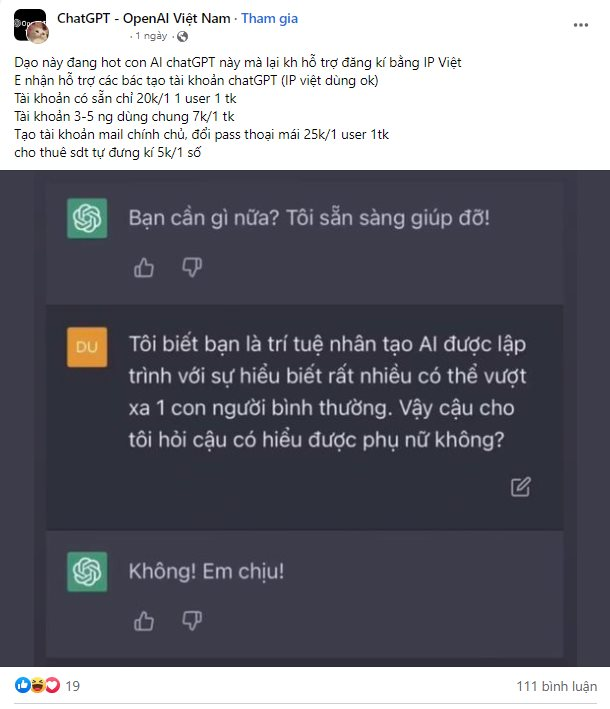 Loạn giá dịch vụ tạo và mua bán tài khoản ChatGPT, khả năng bị lừa đảo rất cao - Ảnh 3.