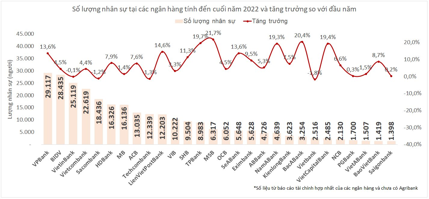 Không tính Agribank, đâu là ngân hàng đang có nhiều cán bộ nhân viên nhất hiện nay? - Ảnh 2.