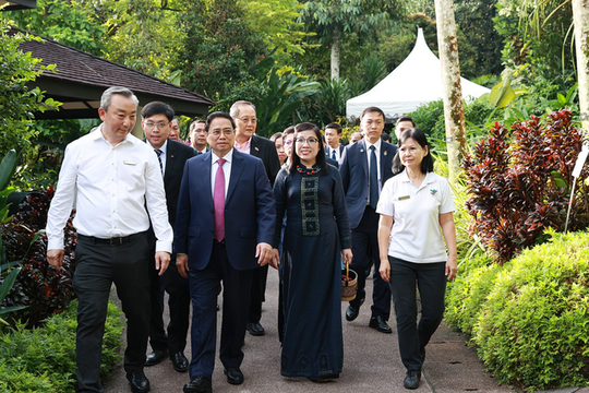 Lễ đón Thủ tướng Phạm Minh Chính thăm chính thức Singapore - Ảnh 7.