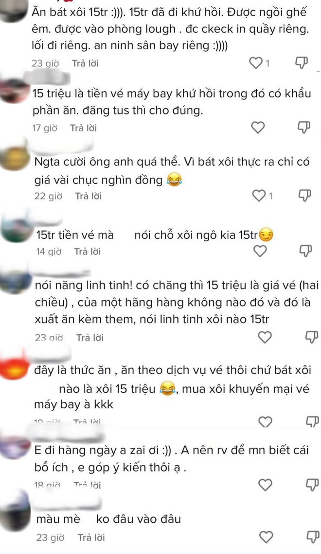 Review bát xôi ngô 15 triệu đồng trên máy bay, TikToker bị cộng đồng mạng chê bai dữ dội vì làm màu quá - Ảnh 5. Review bát xôi ngô 15 triệu đồng trên máy bay, TikToker bị cộng đồng mạng chê bai dữ dội vì làm màu quá - Ảnh 5.