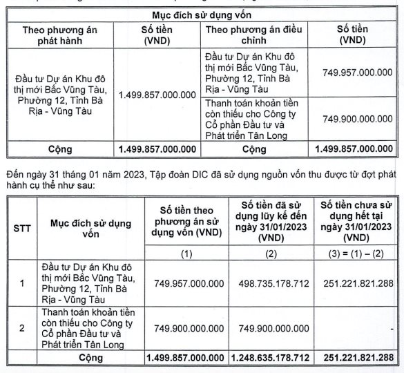 DIC Corp đã sử dụng 1.500 tỷ đồng từ phát hành cổ phiếu tăng vốn ra sao? - Ảnh 1.