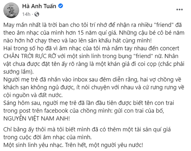 Vị khán giả “đặc biệt” nhất: Không mua vé, đi xem trộm concert nhưng lại khiến Hà Anh Tuấn vô cùng hạnh phúc! - Ảnh 1.