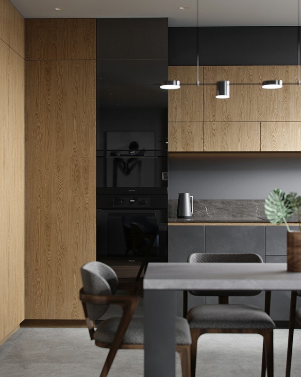  Thiết kế nhà tập thể 50m² ấn tượng với gam màu đen và gỗ - Ảnh 5.