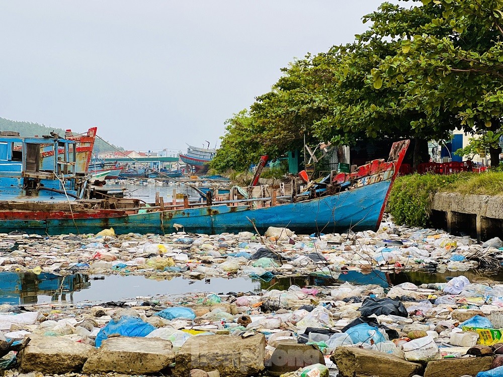 Xác tàu, rác thải ‘bủa vây’ cảng cá Sa Huỳnh - Ảnh 1.