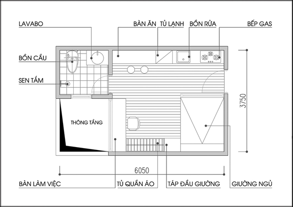 Tư vấn bố trí nội thất căn hộ 17m² rất hợp lý cho 2 người - Ảnh 1.