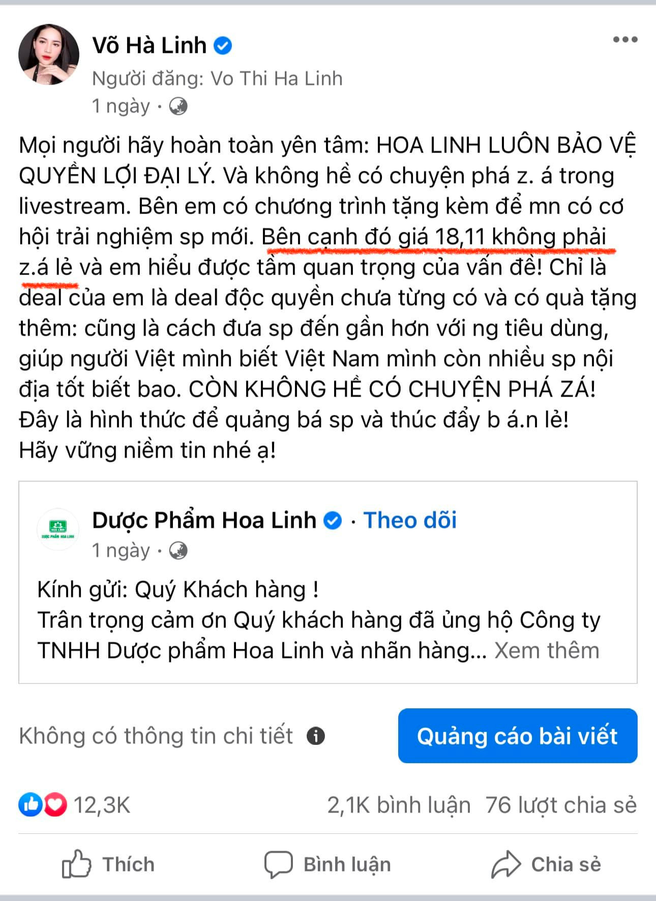 &quot;Chiến thần&quot; Võ Hà Linh lên bài giải thích về tin đồn ''quay xe'', liên tục nói trong livestream rằng mình bán combo - Ảnh 4.