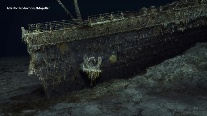 Lần đầu công bố hình ảnh 3D xác tàu Titanic dưới đáy Đại Tây Dương - Ảnh 3.