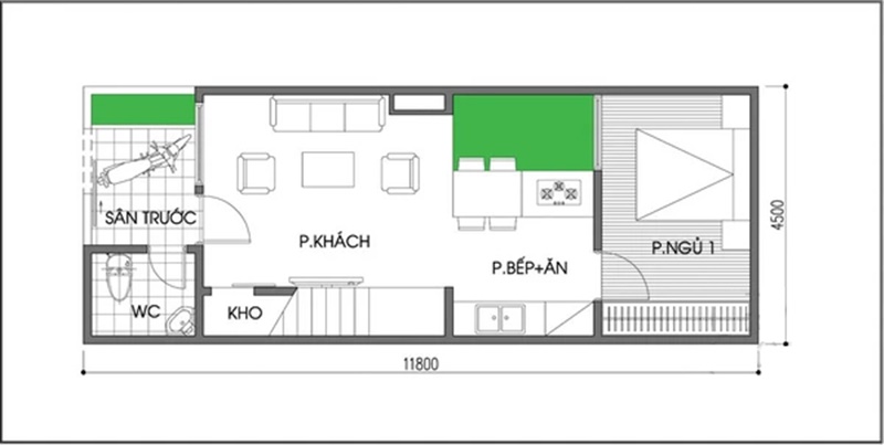 Thiết kế nhà 2 tầng thoáng đãng trên mảnh đất 53m²