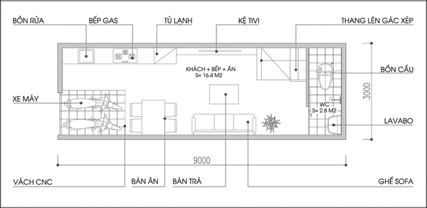 Thiết kế nhà cấp 4 rộng 27m² cho gia đình 3 người - Ảnh 1.