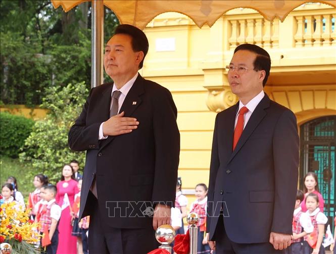 Chủ tịch nước Võ Văn Thưởng chủ trì Lễ đón Tổng thống Hàn Quốc Yoon Suk Yeol - Ảnh 7.