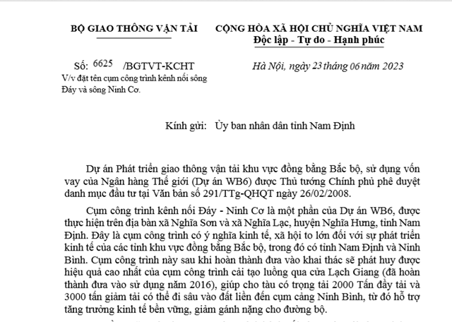 Kênh đào nối sông Ninh Cơ-sông Đáy ở Nam Định dự kiến được đặt tên là gì? - Ảnh 1.