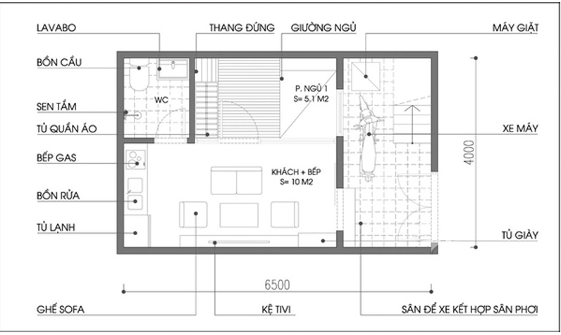 Cải tạo và bố trí nội thất cho phòng rộng 18m² có gác lửng - Ảnh 2.