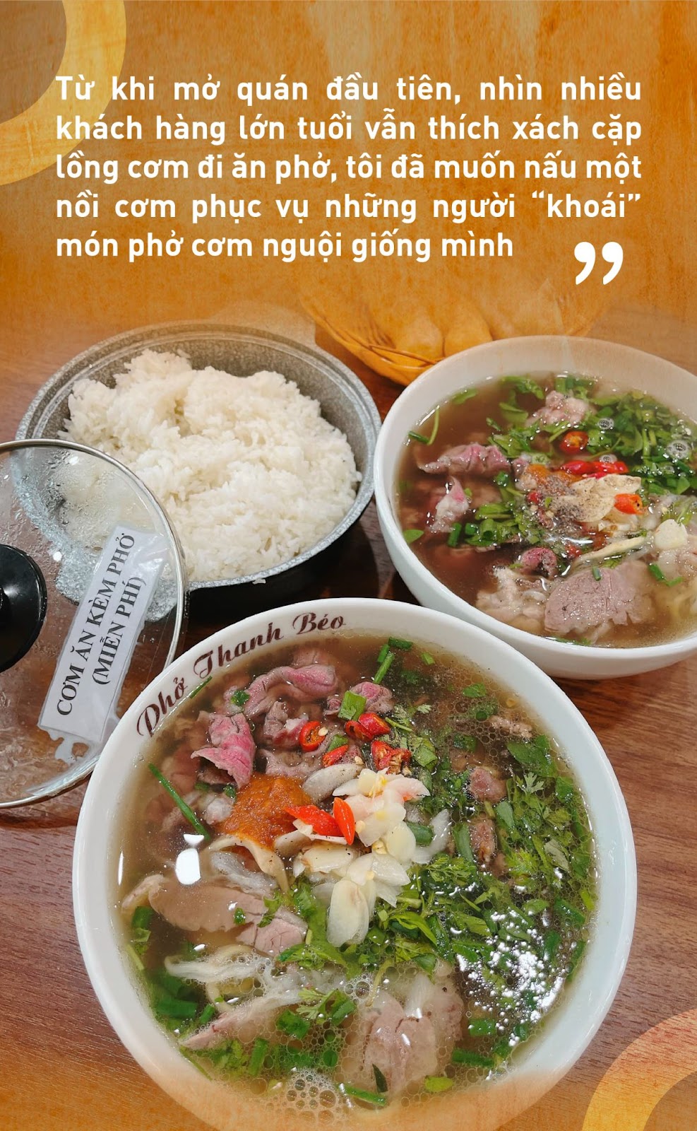 Chủ quán phở kèm “niêu cơm Thạch Sanh miễn phí” giữa phố cổ Hà Nội: Tốn hơn 600kg gạo/tháng, quyết tâm ‘còn mở quán, còn tặng cơm’ - Ảnh 2.