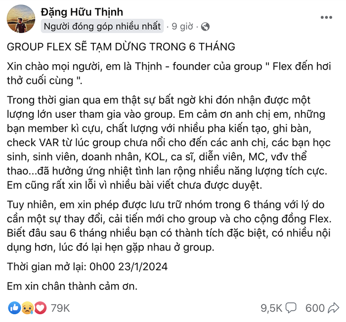 Hội “Flex đến hơi thở cuối cùng” bất ngờ thông báo dừng hoạt động khi có 1,4 triệu thành viên - Ảnh 2.