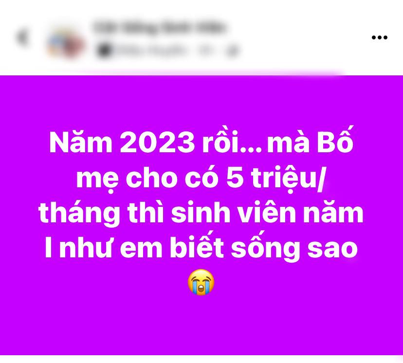 Tranh cãi sinh viên năm nhất &quot;than trời&quot; vì bố mẹ chỉ chu cấp 5 triệu/tháng: &quot;Tiêu thế sao đủ?&quot; - Ảnh 1.