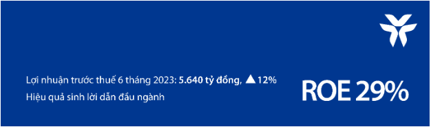 VIB: Lợi nhuận 6 tháng đầu năm 2023 tăng 12%, ROE đạt 29%