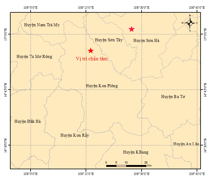 Kon Tum liên tiếp xảy ra động đất, mạnh nhất 3,3 độ Richter - Ảnh 1.