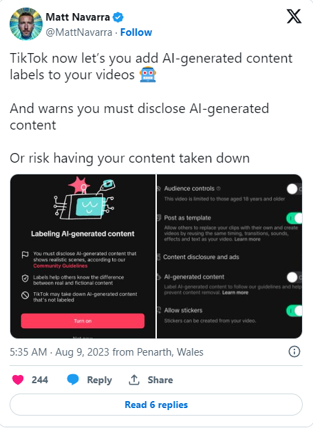 TikTok yêu cầu người dùng gắn nhãn những nội dung được tạo bởi AI - Ảnh 1.