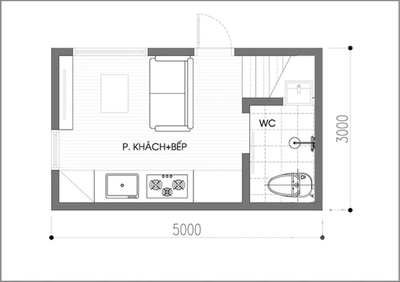Thiết kế và bố trí nội thất ngôi nhà 15m2 đầy đủ chức năng - Ảnh 2.