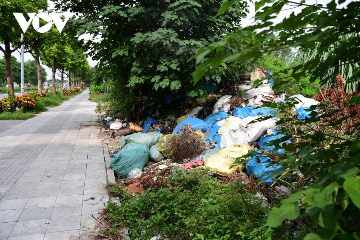 Vỉa hè nhiều tuyến đường ở Hà Nội ngập trong rác - Ảnh 8.