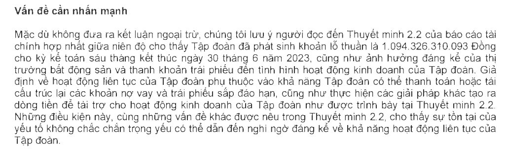 Novaland lỗ thêm 483 tỷ đồng sau soát xét do tăng dự phòng, có những yếu tố không chắc chắc về khả năng hoạt động liên tục - Ảnh 2.