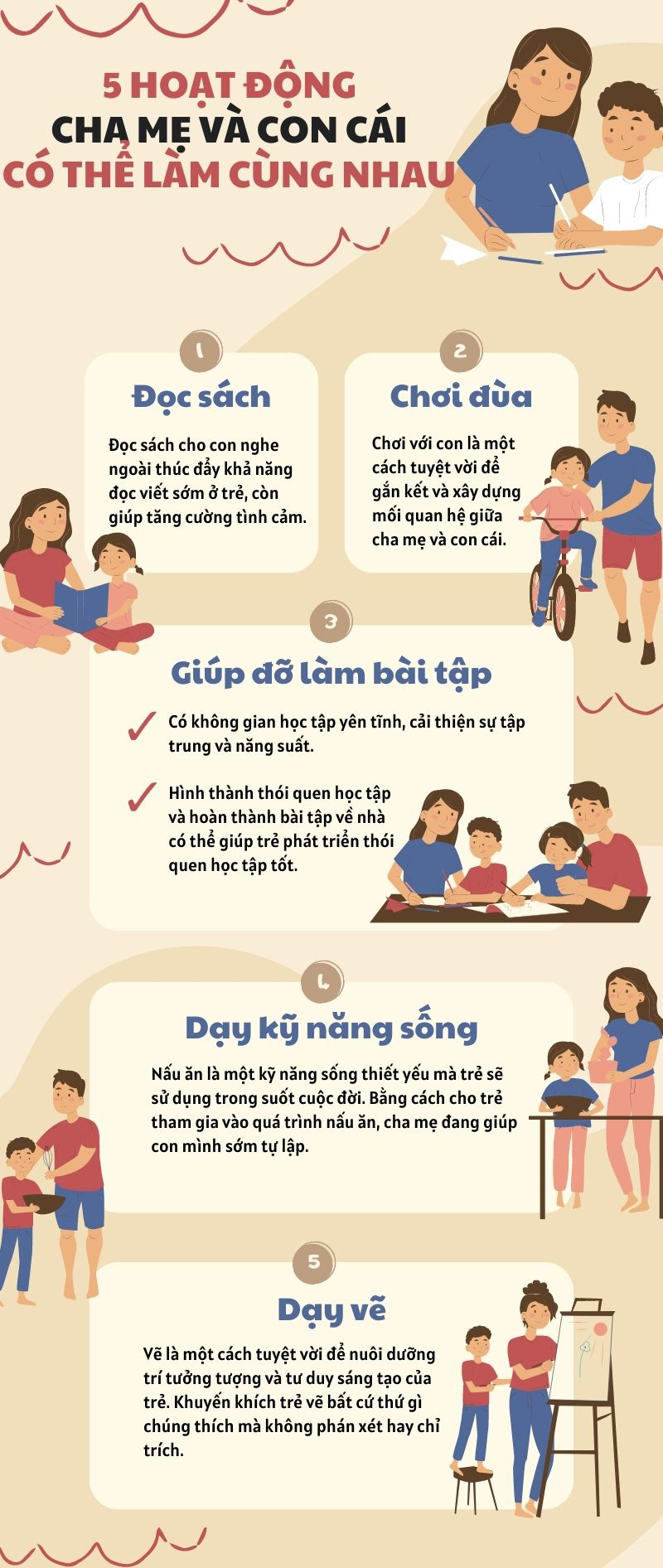 5 Hoạt động Cha Mẹ Và Con Cái Có Thể Làm Cùng Nhau để Gắn Kết Tình Cảm 