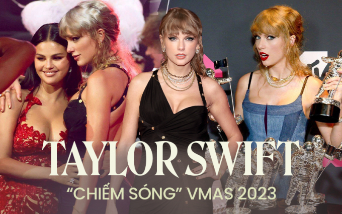 &quot;Nữ hoàng&quot; VMAs 2023 gọi tên Taylor Swift: &quot;Chặt chém&quot; trên thảm hồng, giật 9 chiếc cúp không bằng khoảnh khắc rơi nhẫn 400 triệu - Ảnh 1.