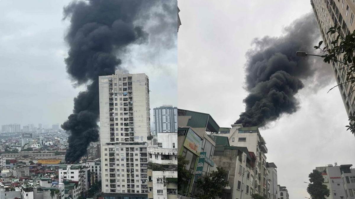 Cháy nhà 6 tầng ở Hà Nội, nhiều tài sản bị thiêu rụi - Ảnh 1.