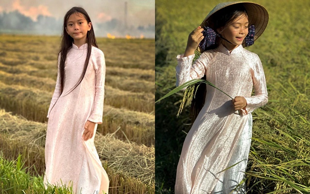 Con gái 9 tuổi của Đoan Trang cao lớn, ra dáng thiếu nữ khi diện áo dài - Ảnh 1.