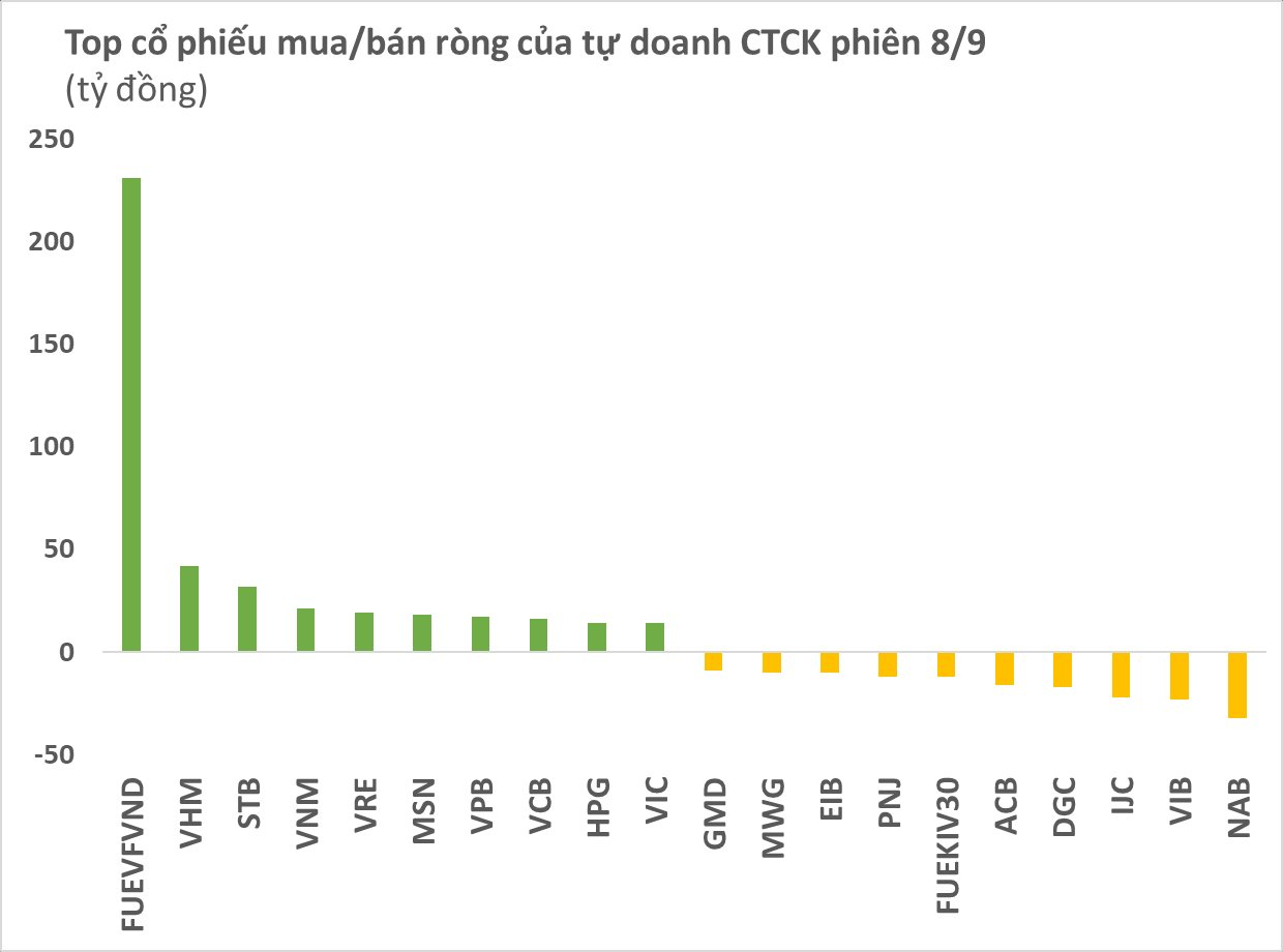 Phiên 8/9: Tự doanh CTCK tiếp tục mua ròng hơn 340 tỷ đồng, tập trung vào chứng chỉ quỹ - Ảnh 1.