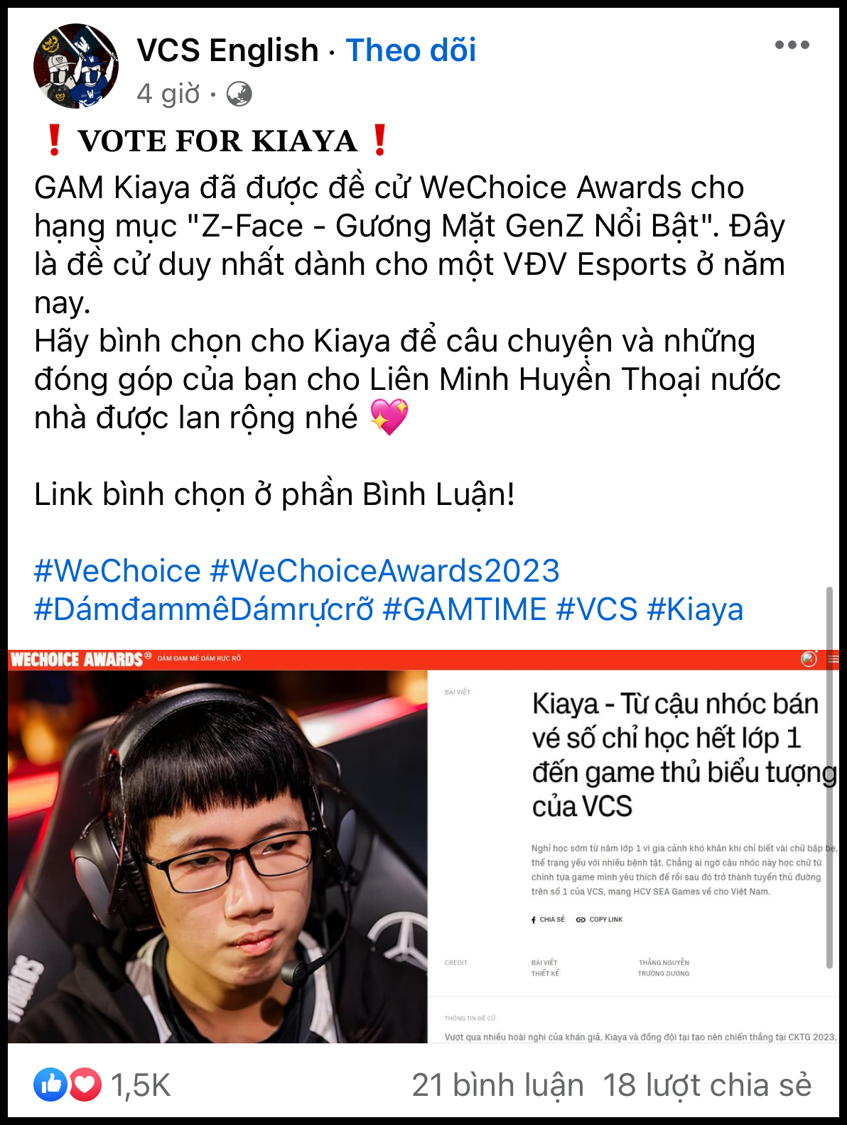 "Đại chiến" Gen Z tại WeChoice Awards 2023: Kiaya GAM đang áp đảo với lượt vote gấp 3 lần Jenny Huỳnh, đường đua căng đét!- Ảnh 3.