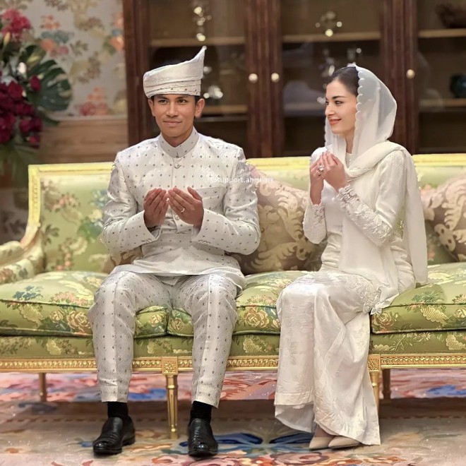 Tiệc Hoàng gia hậu đám cưới Hoàng tử Brunei: Nàng dâu mới đẹp lộng lẫy trong chiếc váy thu hút mọi ánh nhìn- Ảnh 7.