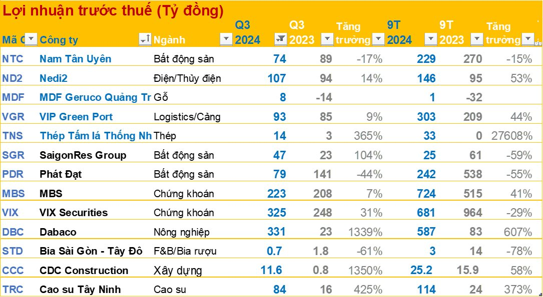 BCTC quý 3/2024 chiều ngày 15/10: Một doanh nghiệp BĐS báo lãi trước thuế gấp 185 lần cùng kỳ, nhiều DN báo lợi nhuận tăng bằng lần- Ảnh 5.